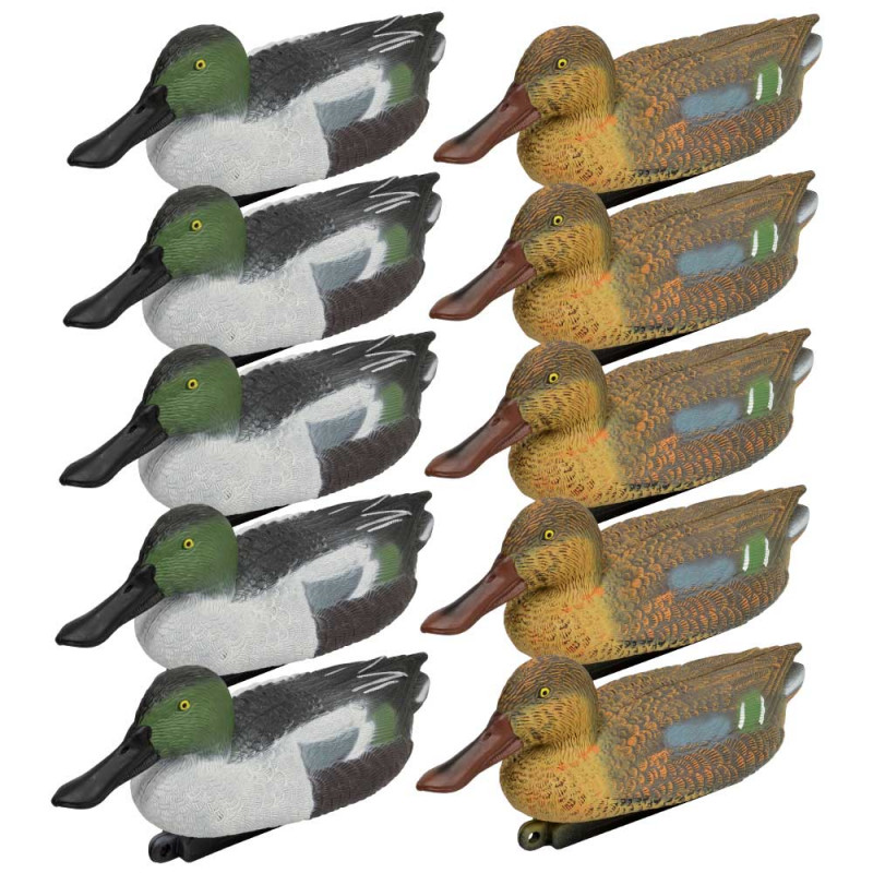 Set van 10 schuimlokvogels – 5 mannetjes en 5 vrouwtjes smienten voor jacht op waterwild Set van 10 schuimlokvogels – 5 mannetjes en 5 vrouwtjes smienten voor jacht op waterwild
