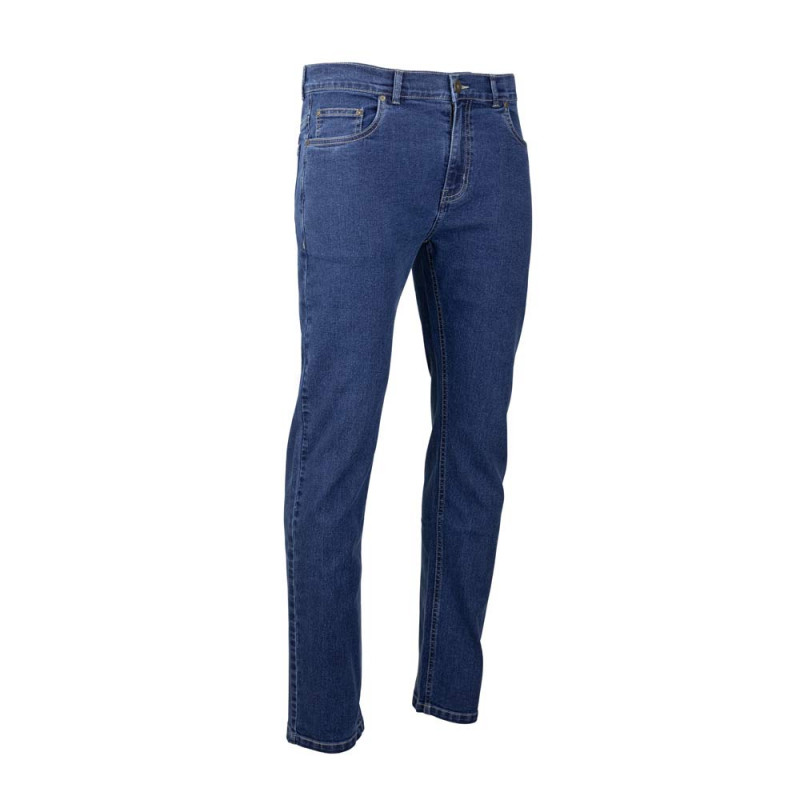 Jeans coupe droite Andrew 5 poches coton bleu moyen T 40 à 54 Jeans coupe droite Andrew 5 poches coton bleu moyen T 40 à 54